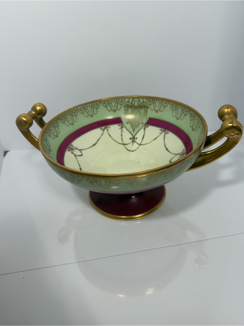 Antique Hutschenreuther Selb Bavaria Porcelain Centerpiece Bowl 11" Gold Gilt EX